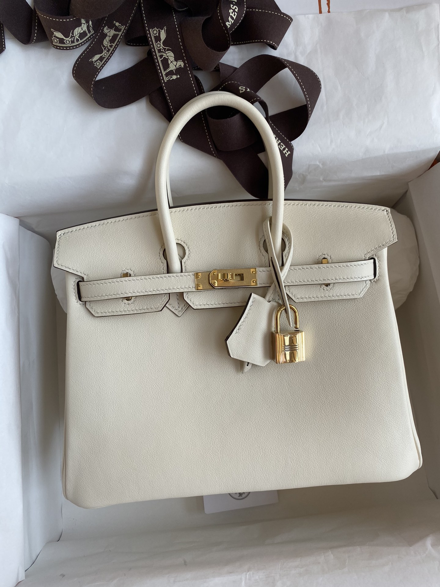 Hermes Birkin 30CM Swift Leather Handbag White